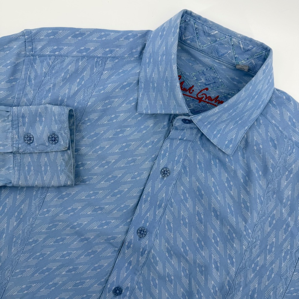 Robert Graham Men's‎ Blue Diamond Pattern Long Sleeve Button Down Shirt Medium